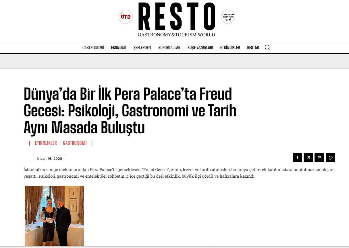 restorankuruyorum.com – Dünya’da Bir İlk Pera Palace’ta Freud Gecesi: Psikoloji, Gastronomi ve Tarih Aynı Masada Buluştu