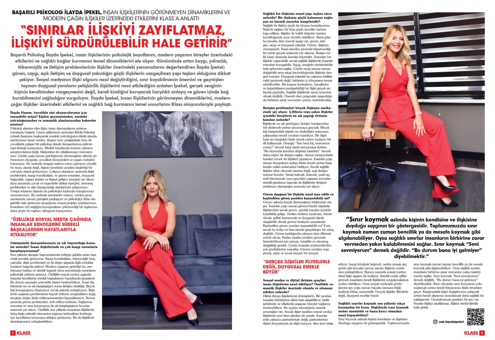 BAŞARILI PSİKOLOG İLAYDA İPEKEL, İNSAN İLİŞKİLERİNİN GÖRÜNMEYEN DİNAMİKLERİNİ VE MODERN ÇAĞIN İLİŞKİLER ÜZERİNDEKİ ETKİLERİNİ KLASS’A ANLATTI